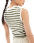 River Island grazer tank top in khaki stripe