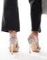 Public Desire Exclusive Esmee heart embellished heeled shoes in silver