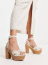 South Beach straw chunky heel sandal in cream