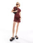 COLLUSION net t-shirt mini dress in red