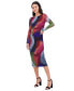 ფოტო #4 პროდუქტის Petite Swirl-Print Boat-Neck Bodycon Dress