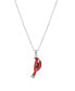Фото #1 товара Macy's red and White Crystal Cardinal Necklace (27/50 ct. t.w.) in Fine Silver Plated Brass