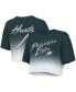 Фото #2 товара Women's Threads Jalen Hurts Green, White Philadelphia Eagles Drip-Dye Player Name and Number Tri-Blend Crop T-shirt