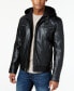 Фото #1 товара MICHAEL Kors Men's Faux-Leather Hooded Bomber Jacket, Created for Macy's