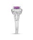 ფოტო #3 პროდუქტის Simulated Birthstone Cushion Cubic Zirconia Halo Solitaire Ring in Silver Plate