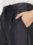 Vero Moda leather look joggers with tie waist in black