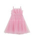 ფოტო #1 პროდუქტის Big Girls Sleeveless Mesh Dress with Iridescent Elastic Trim and Metal Logo Placket