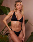 Фото #4 товара Wolf & Whistle X Emily Hughes Fuller Bust crinkle gold hardware high apex bikini top in black