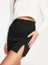 Stradivarius mini skirt with split hem in black