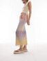 Фото #6 товара Topshop Petite mesh pastel blurred printed picot trim midi skirt in multi