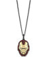 Фото #1 товара Wonder Fine Jewelry garnet Ironman Mask 18" Pendant Necklace (5/8 ct. t.w.) in Gold-Plate & Black Rhodium-Plated Sterling Silver