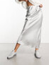 Фото #1 товара New Look satin maxi skirt in silver