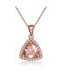 Фото #1 товара Sterling Silver 18K Rose Gold Overlay Champagne Cubic Zirconia Triangle Necklace