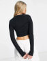 ASOS DESIGN fitted crop t-shirt with long sleeve in black