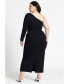 ფოტო #2 პროდუქტის Plus Size One Shoulder Flower Detail Dress