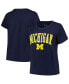 ფოტო #1 პროდუქტის Women's Navy Michigan Wolverines Plus Size Arch Over Logo Scoop Neck T-shirt