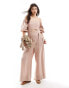 Фото #1 товара ASOS DESIGN puff sleeve bardot with front cutout jumpsuit in mauve