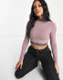 adidas Originals Retro Sport tape long sleeve cropped top in mauve