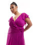 Фото #2 товара ASOS DESIGN Curve wrap front ruffle maxi dress with high split detail in purple