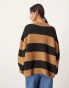 Фото #3 товара ASOS EDITION oversized crew neck knit striped jumper in camel and black