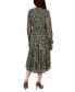 Фото #2 товара Women's Long Sleeve Clip Dot Chiffon Dress with Smocked Waist and Cuffs Dress