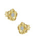 ფოტო #3 პროდუქტის Elegant 14K Gold Plated and Cubic Zirconia Floral Stud Earrings