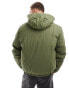 ASOS DESIGN shower resistant rubberized puffer jacket in green