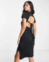 Фото #1 товара Fire & Glory bodycon midi dress with open tie back in black