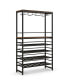 Freestanding Wine Bakers Rack with 4-Tier Wine Storage and 4 Rows of Stemware Racks