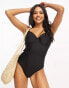 Фото #2 товара Ivory Rose Fuller Bust underwired swimsuit with tie up shoulder in black
