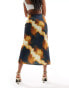 ASOS DESIGN Tall satin bias midi skirt in leopard print