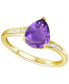 Amethyst (1-1/3 ct. t.w.) & Lab-Grown White Sapphire (1/10 ct. t.w.) Pear Swirl Ring in 14k Gold-Plated Sterling Silver (Also in Additional Gemstones)