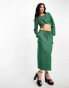 Extro & Vert maxi skirt with split in green check co-ord