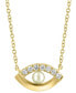 EFFY® Cultured Freshwater Pearl (3mm) & Diamond (1/20 ct. t.w.) Evil Eye 18" Pendant Necklace in 14k Gold