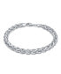 ფოტო #1 პროდუქტის Men's Solid Heavy 6MM Braid Rope Wheat Chain Link Bracelet Polished .925 Sterling Silver 8 Inch