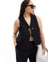 4th & Reckless Plus exclusive beaded tie front waistcoat co-ord in black