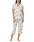 ფოტო #1 პროდუქტის Women's 2-Pc. Notched-Collar Cropped Pajamas Set