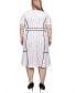 ფოტო #2 პროდუქტის Plus Size Short Sleeve Piped Detail Dress