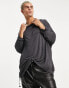 Фото #1 товара ASOS DESIGN oversized longline long sleeve t-shirt with ruching in washed black