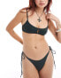 Фото #1 товара Weekday Bay scoop neck bikini top with keyhole detail in dark green