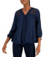 ფოტო #1 პროდუქტის Women's 3/4-Sleeve Embroidered Lace Top, Created for Macy's