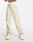 Фото #4 товара Bershka straight leg cargo trousers in beige