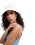 ASOS DESIGN straw crochet bucket hat in white