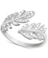 Фото #1 товара Cubic Zirconia Leaf Open Silver Plate Ring