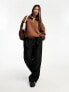 In The Style oversized half zip sweatshirt in chocolate