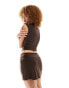 COLLUSION ruched eyelet trim mini skirt co-ord in brown