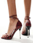 Фото #4 товара ASOS DESIGN Nitrogen metal heel heeled sandals in red snake