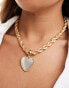 Фото #4 товара ASOS DESIGN necklace with real semi precious cat eye heart stone on rope chain in gold tone