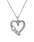 ფოტო #1 პროდუქტის Silver-Plated Cubic Zirconia Mom Heart Pendant Necklace