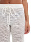 In The Style exclusive crochet wide leg beach trousers in white